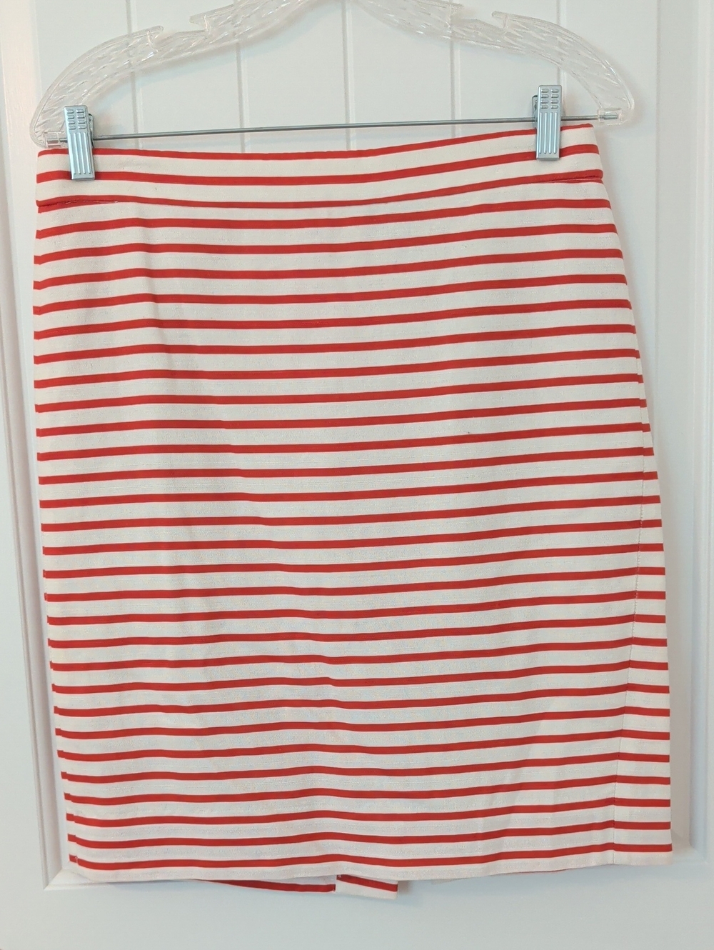 J. Crew The Pencil Skirt Striped Women's Size 6 White And Red Orange Striped